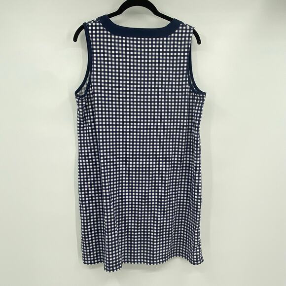 Draper James Lands End Navy Blue White Gingham Checkered Shift Dress Size Large - Picture 3 of 12